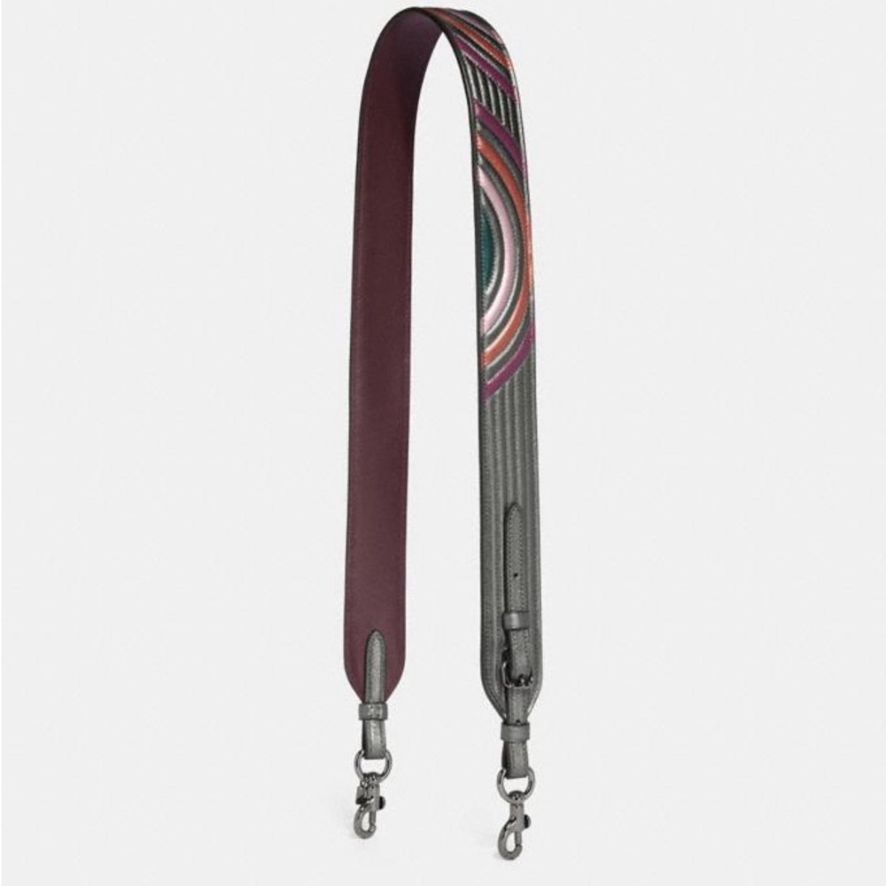 New Coach Novelty strap With Colorblock Deco Quilting Graphite Multi/Gunmetal